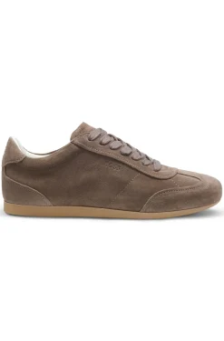 Suede trainers with logo details