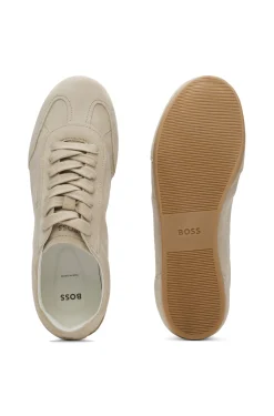 Suede trainers with logo details