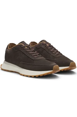 Suede trainers with perforations
