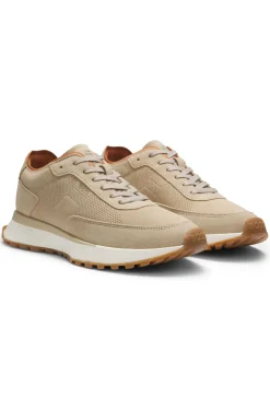 Suede trainers with perforations