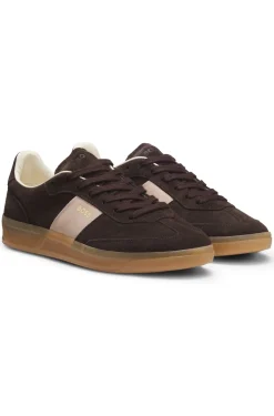 Suede trainers with smooth-leather trims
