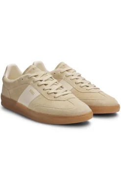 Suede trainers with smooth-leather trims