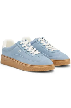 Suede trainers with stacked logos