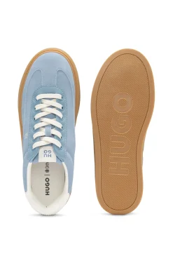 Suede trainers with stacked logos