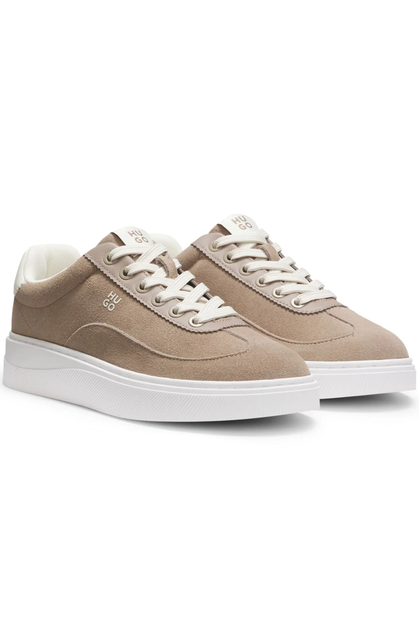 Suede trainers with stacked logos