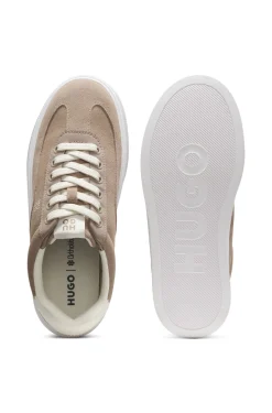 Suede trainers with stacked logos
