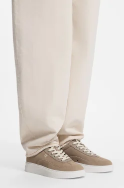 Suede trainers with stacked logos
