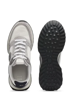Suede-trim trainers with Double B monogram