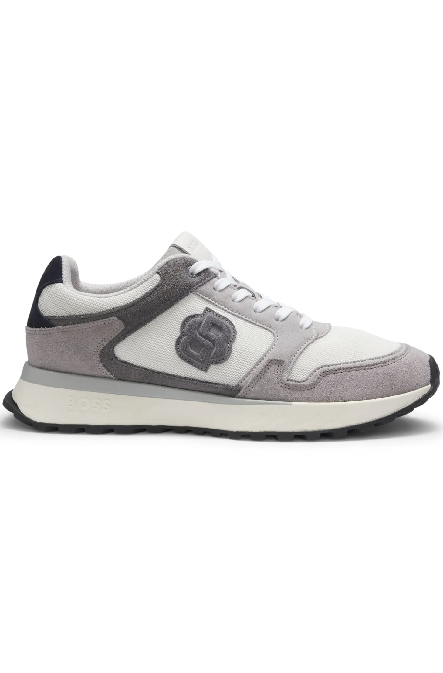 Suede-trim trainers with Double B monogram