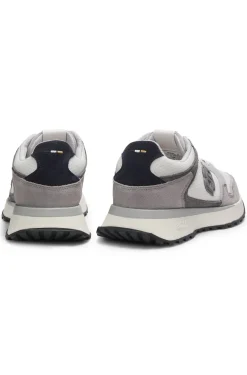 Suede-trim trainers with Double B monogram