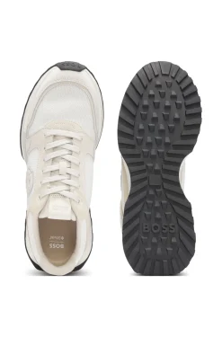 Suede-trim trainers with Double B monogram