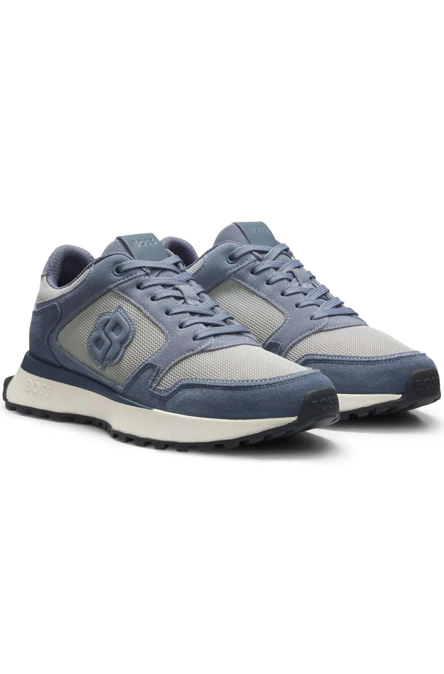 Suede-trim trainers with Double B monogram