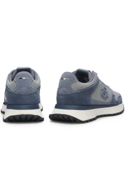 Suede-trim trainers with Double B monogram
