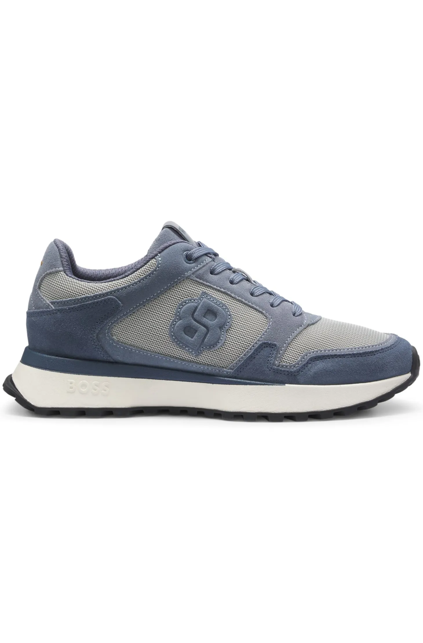 Suede-trim trainers with Double B monogram