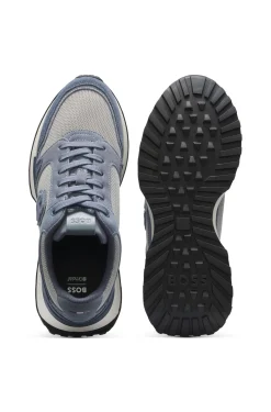 Suede-trim trainers with Double B monogram