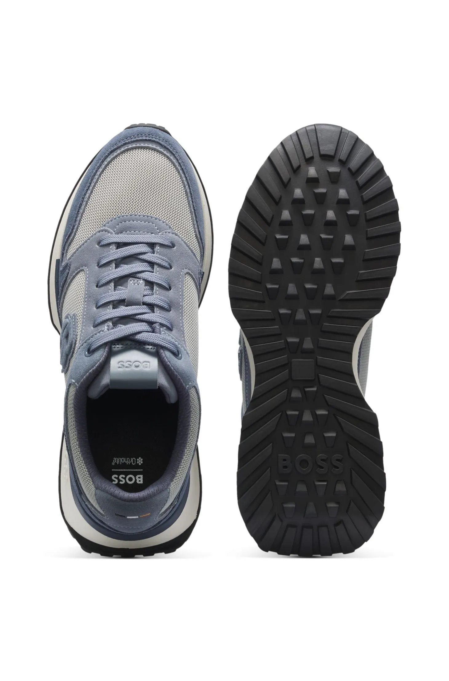 Suede-trim trainers with Double B monogram