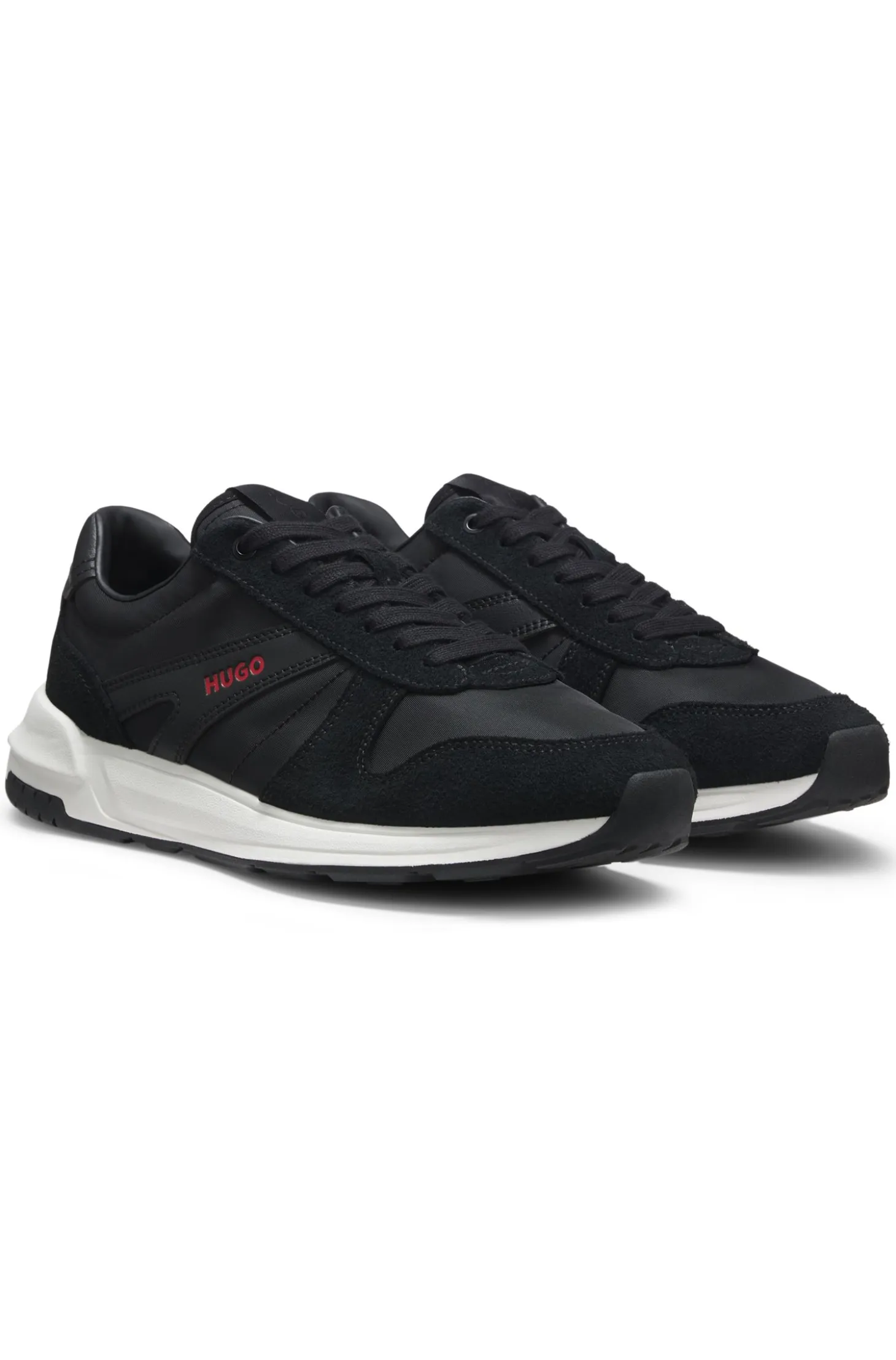 Suede-trim trainers with logo details