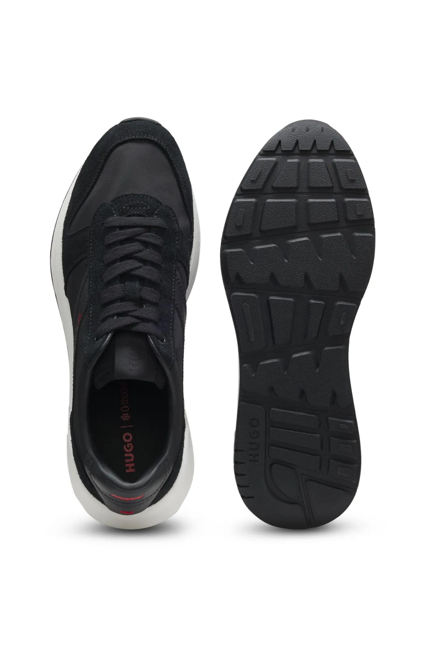 Suede-trim trainers with logo details
