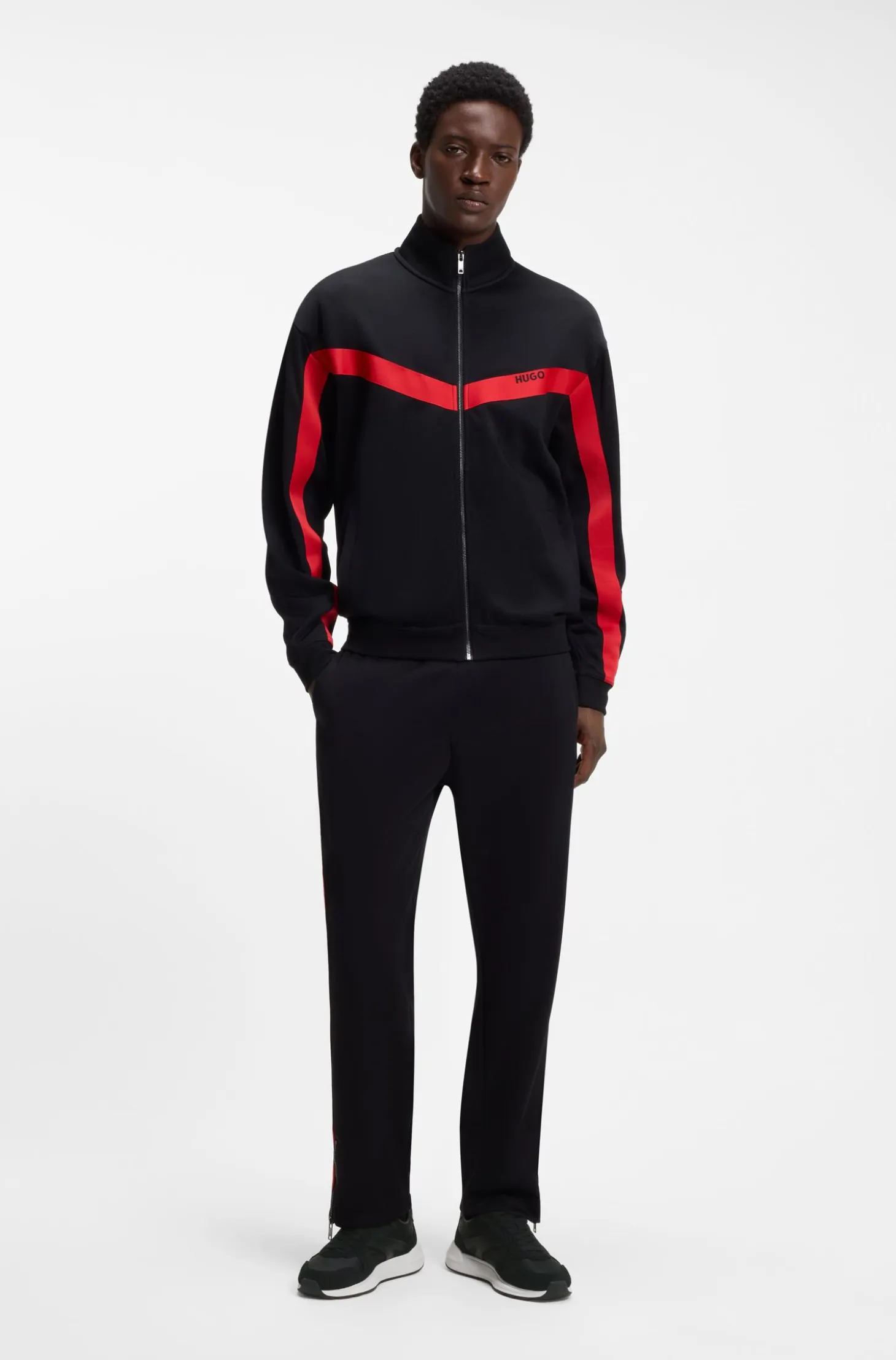 Suede-trim trainers with logo details