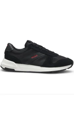 Suede-trim trainers with logo details