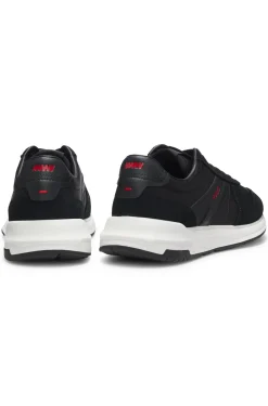 Suede-trim trainers with logo details