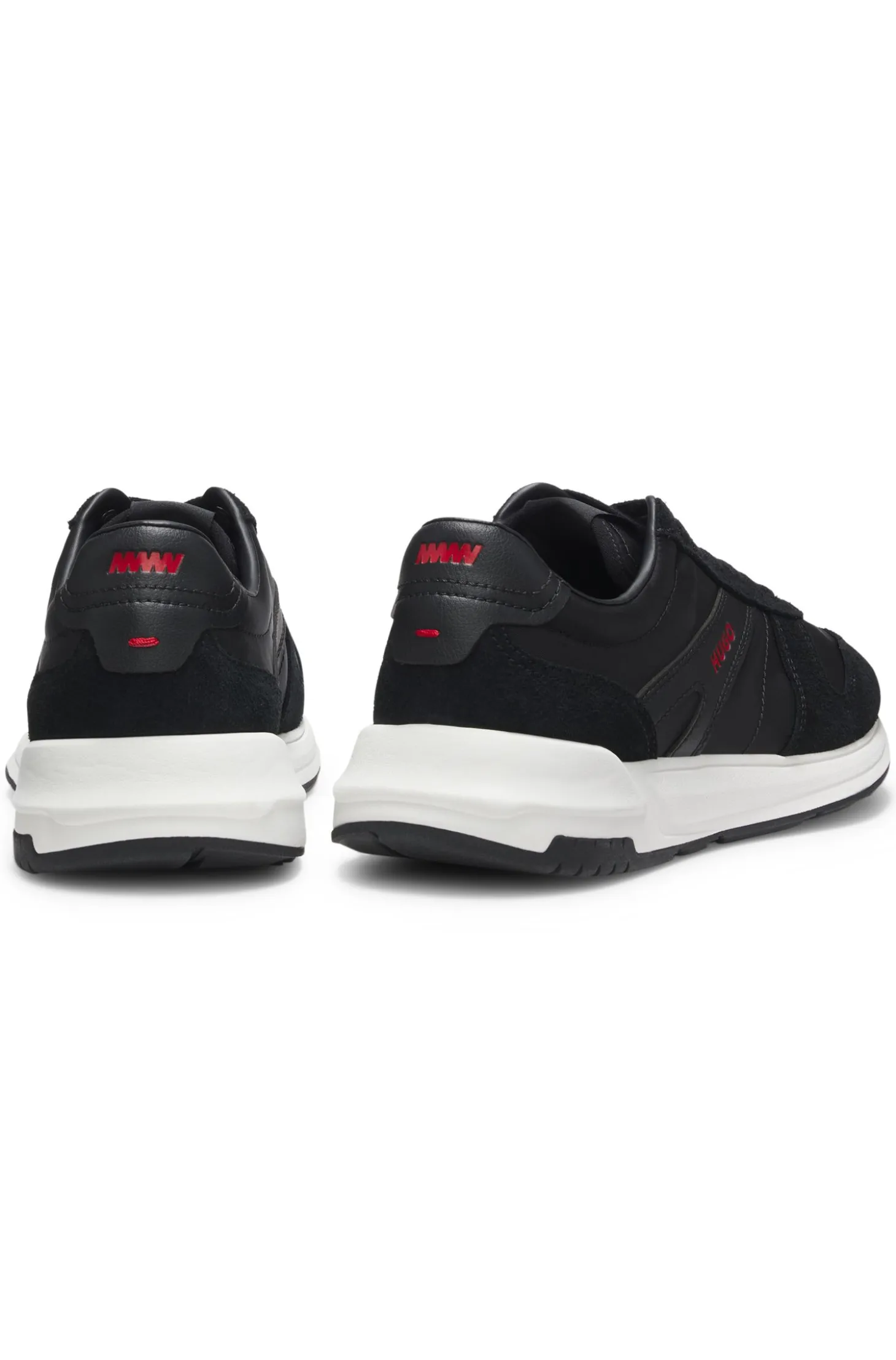 Suede-trim trainers with logo details