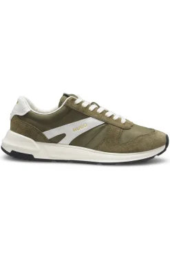 Suede-trim trainers with logo details