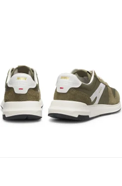 Suede-trim trainers with logo details