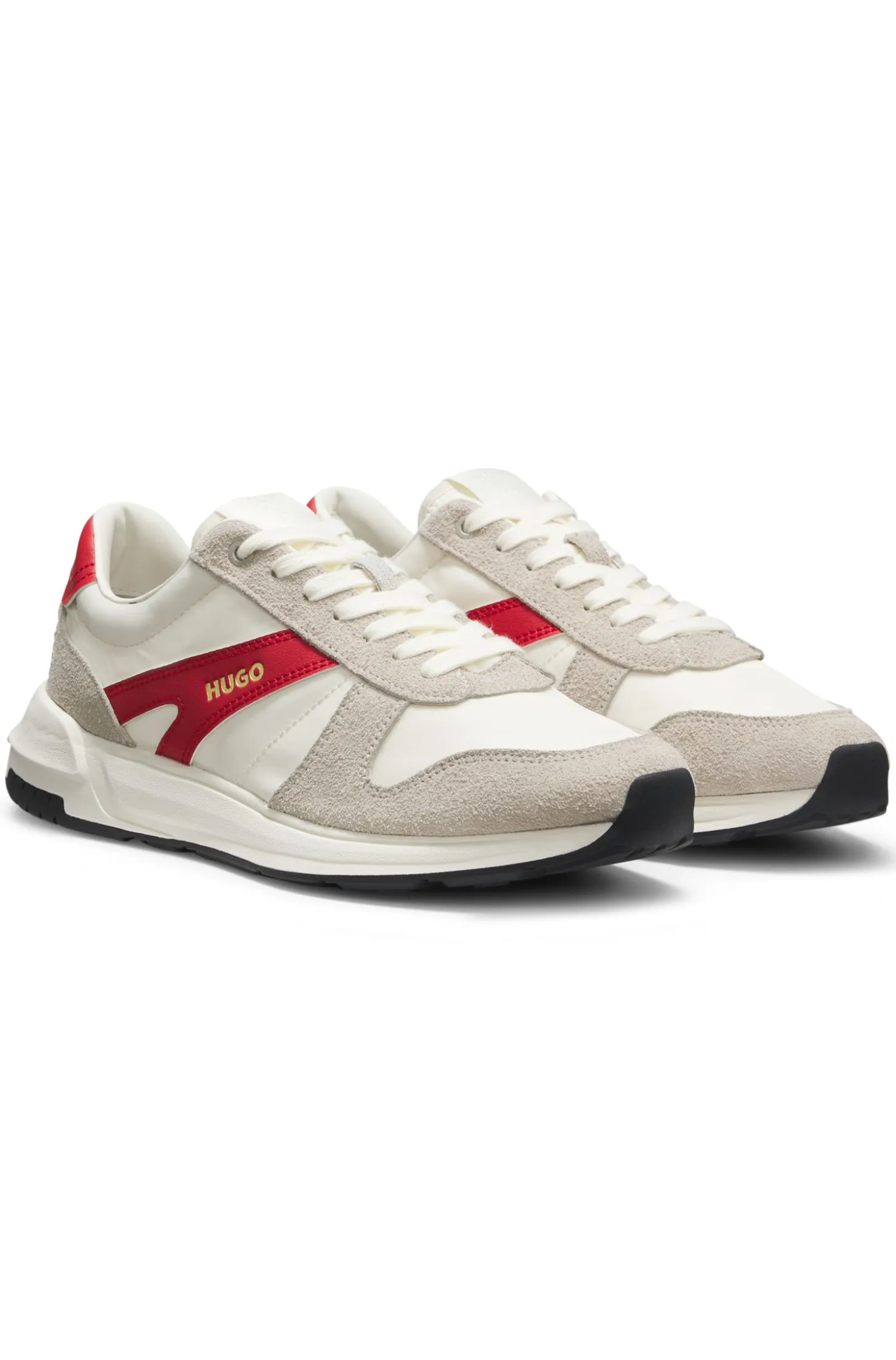 Suede-trim trainers with logo details