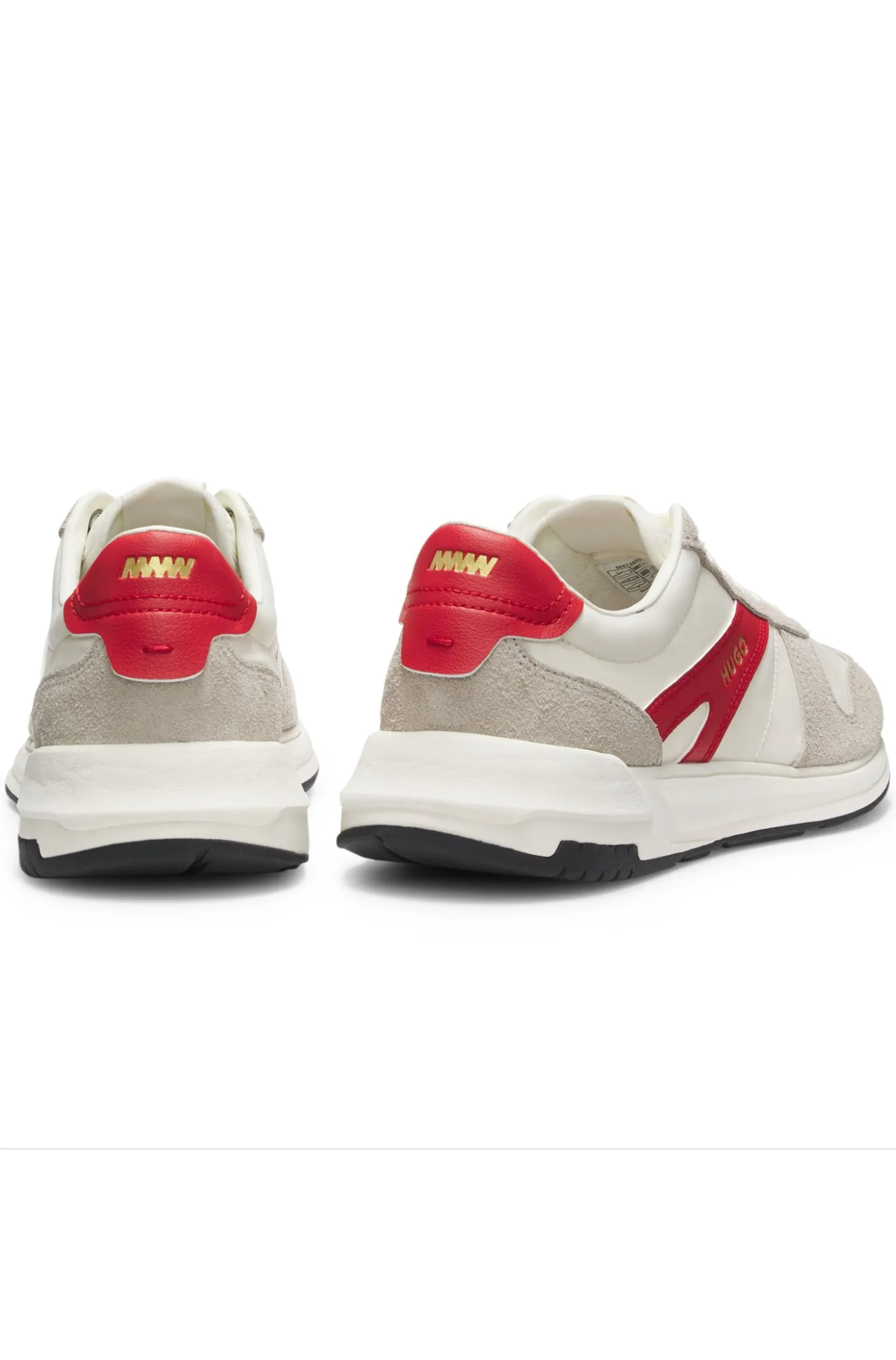 Suede-trim trainers with logo details