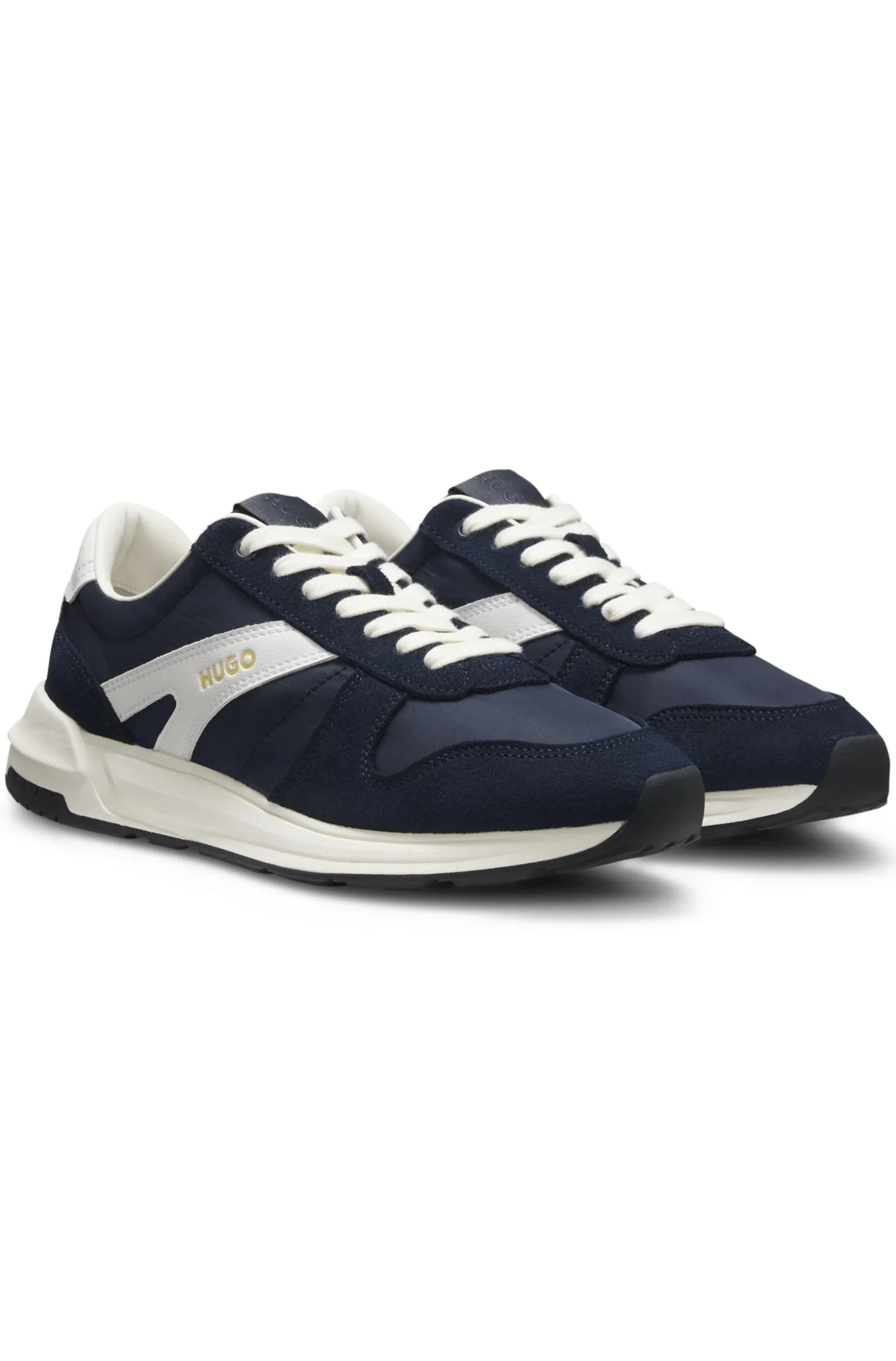 Suede-trim trainers with logo details