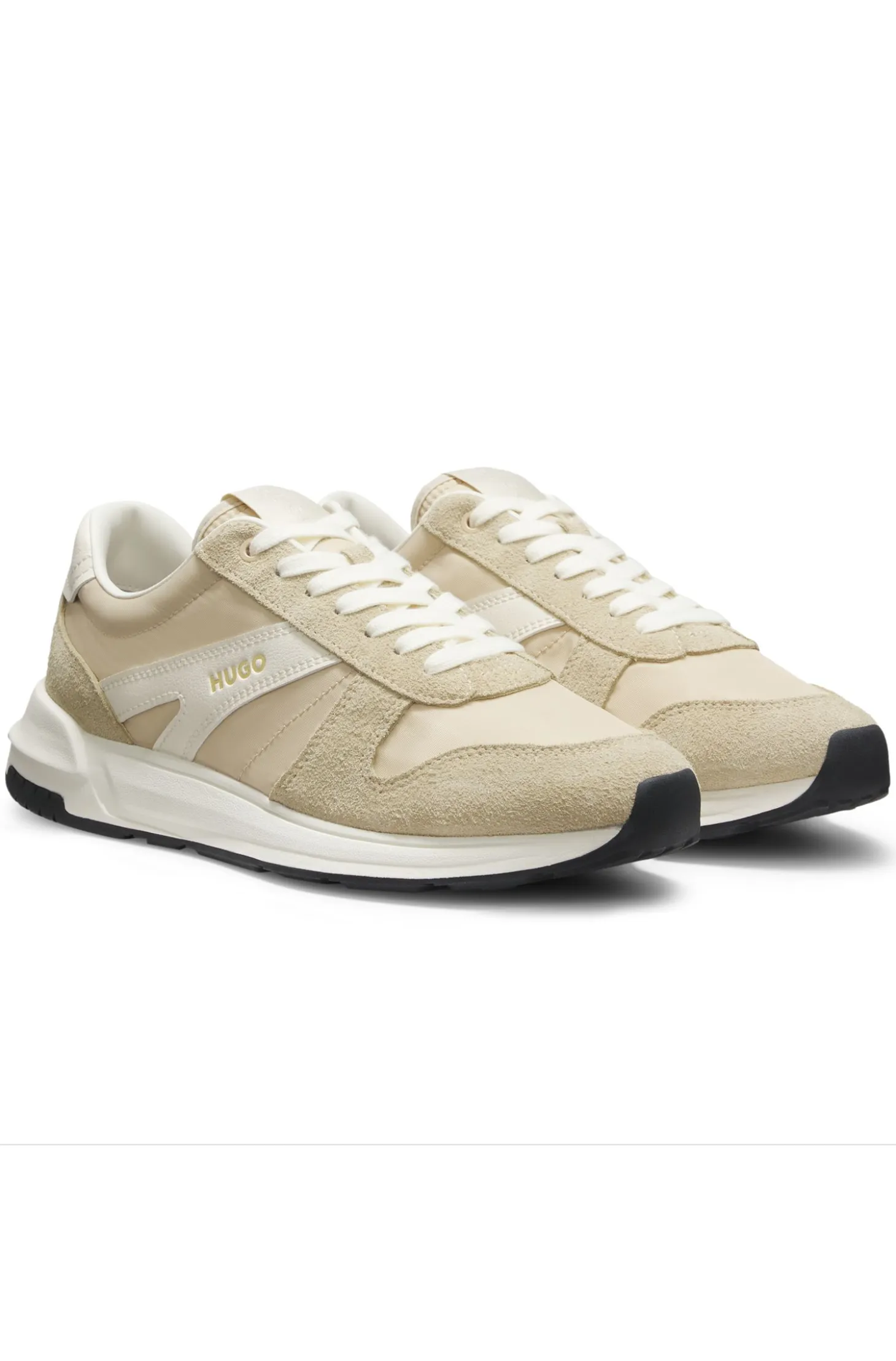 Suede-trim trainers with logo details