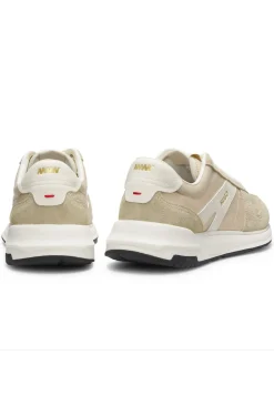 Suede-trim trainers with logo details