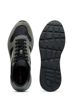 Suede-trim trainers with logo details