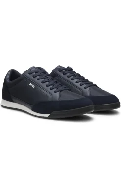 Suede-trim trainers with ribbed sole