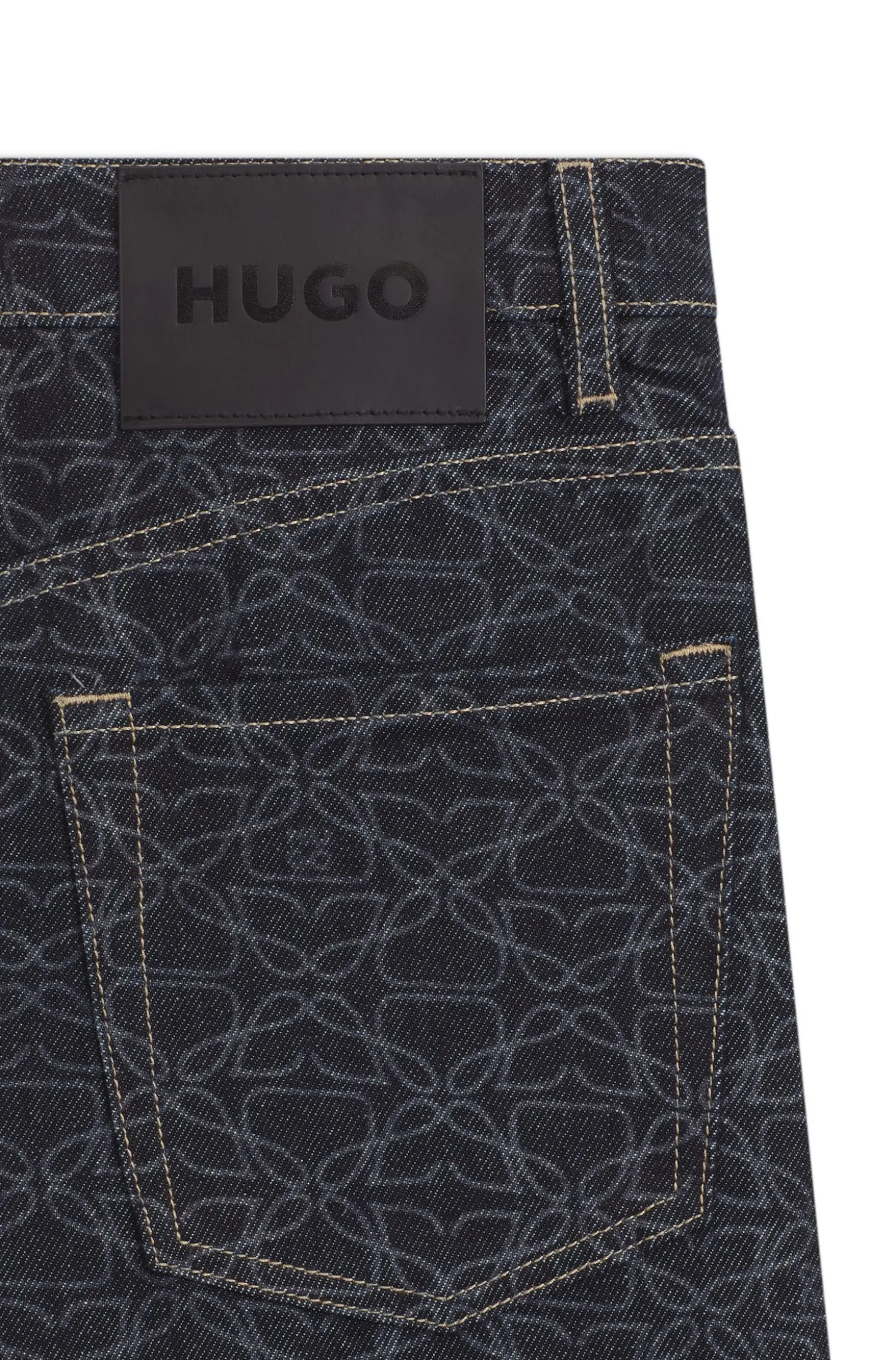 Super-wide-leg jeans in monogram laser-print denim