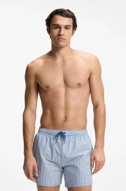 Swim shorts in seersucker fabric with embroidered logo