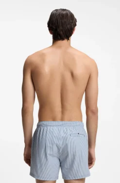 Swim shorts in seersucker fabric with embroidered logo