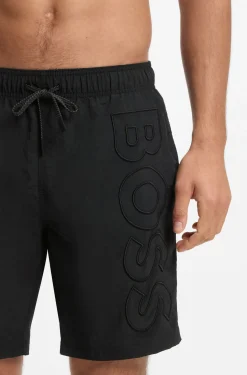Swim shorts with 3D logo embroidery