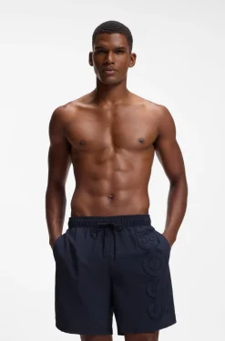Swim shorts with 3D logo embroidery