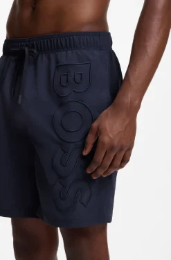 Swim shorts with 3D logo embroidery