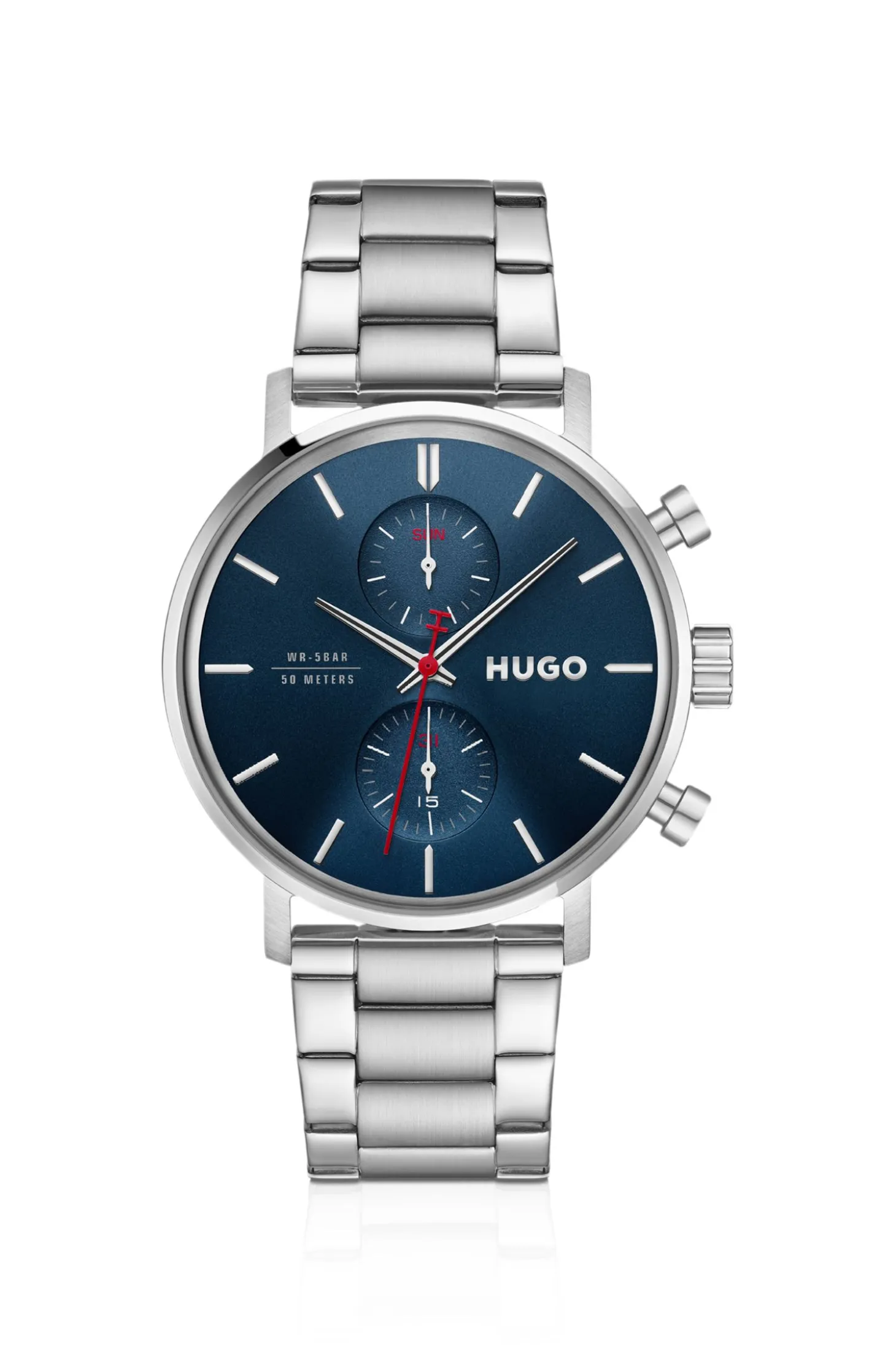 #Takeoff stainless-steel watch with blue dial