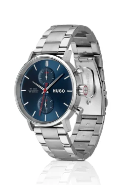 #Takeoff stainless-steel watch with blue dial