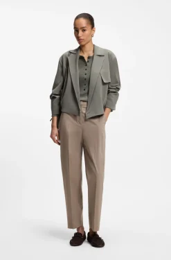 Tapered-fit cropped trousers in stretch cotton