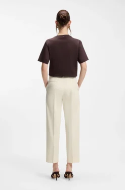 Tapered-fit cropped trousers in stretch cotton