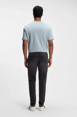 Tapered-fit jeans in black comfort-stretch denim