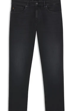 Tapered-fit jeans in black comfort-stretch denim