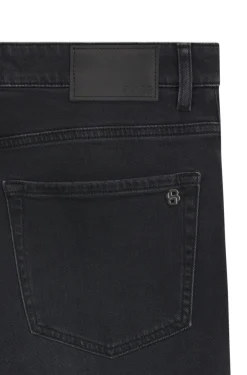 Tapered-fit jeans in black comfort-stretch denim