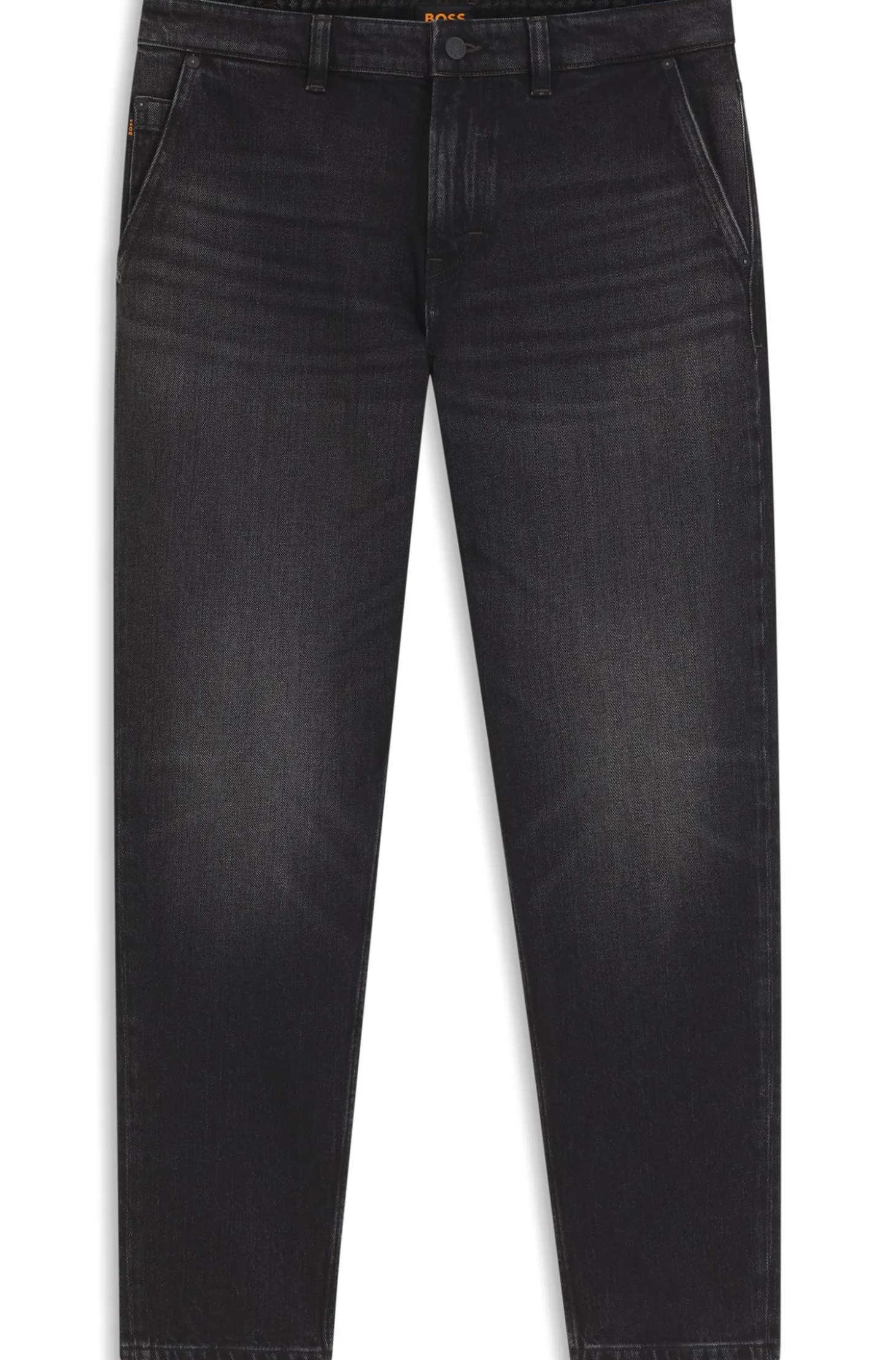 Tapered-fit jeans in black comfort-stretch denim