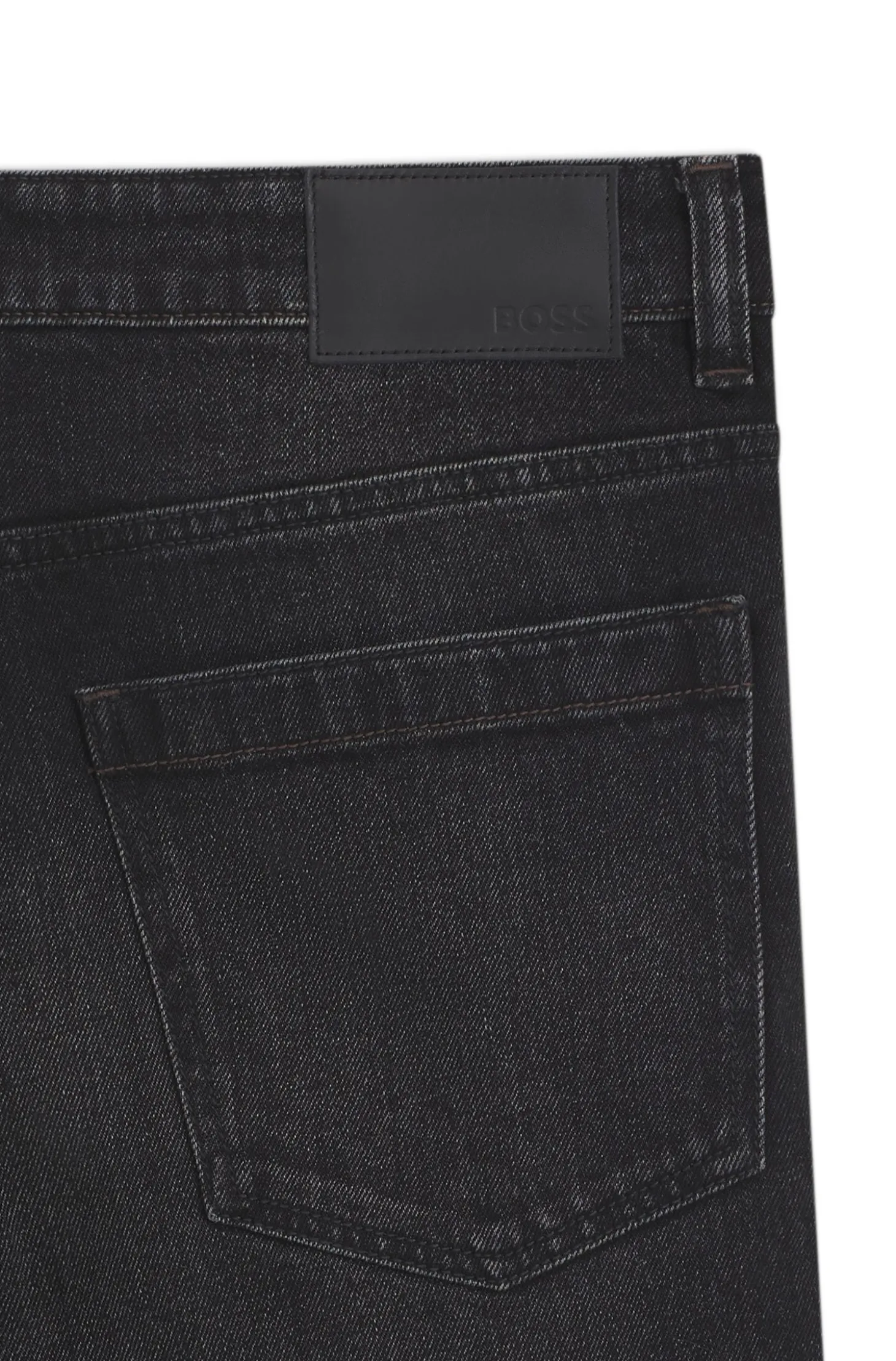 Tapered-fit jeans in black comfort-stretch denim
